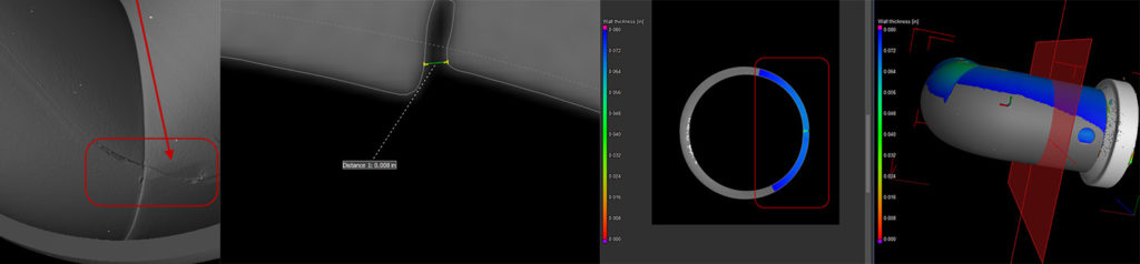 CT data of crack and wall thickness