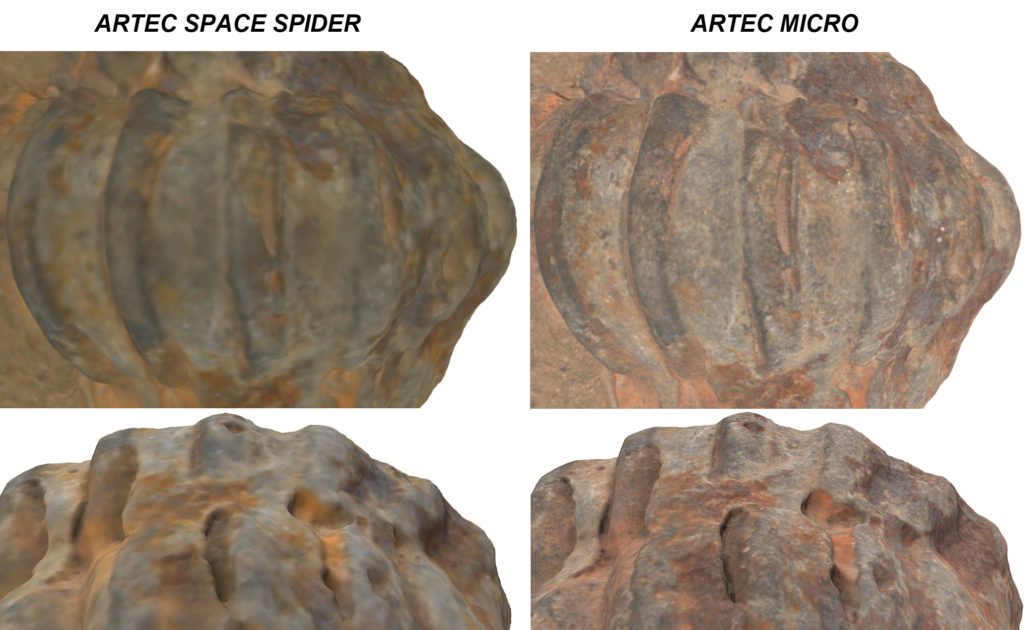 Artec Space Spider and Artec Micro Fossil Critical Data Comparison